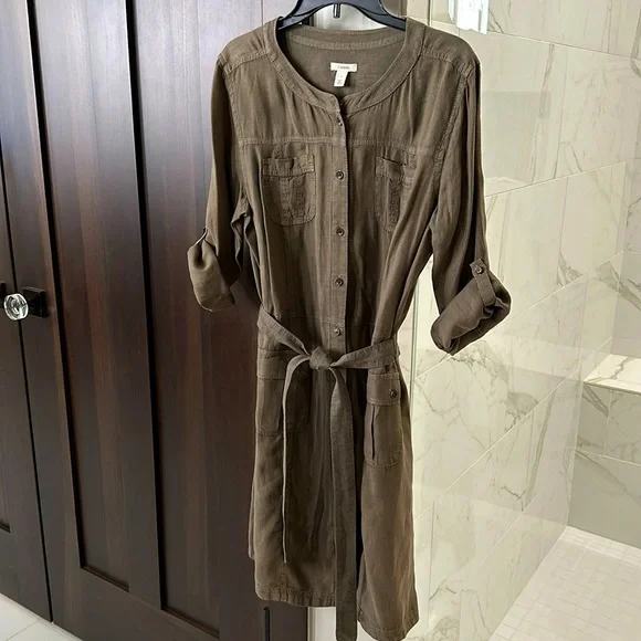 Caslon Dresses | Caslon Olive Linen Dress | Color: Green | Size: L | Jmn27's Closet Caslon Dresses | Caslon Olive Linen Dress | Color: Green | Size: L | Jmn27's Closet
